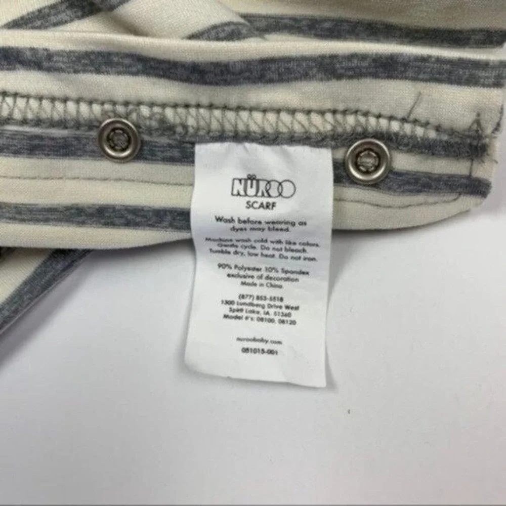 Nuroo Nursing Scarf Gray White Stripe Convertible Breastfeeding Cover Soft